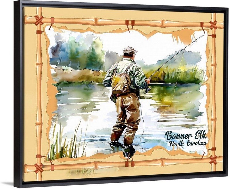 Banner Elk North Carolina Fishing Travel Poster Prints Canvas or Framed