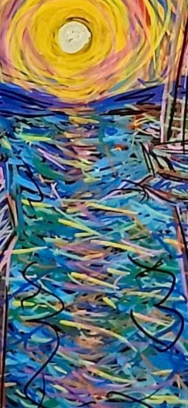 Sunset On Seneca Finger Lake Sailboats Original Colorful Seascape Art 11×14 gallery
