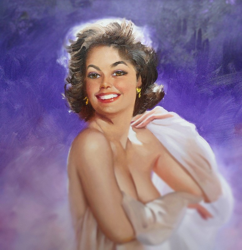 Donald Rust BOBBI Signed Dated ORIGINAL Large Oil on Canvas 2004 Pinup 24 X 30 gallery