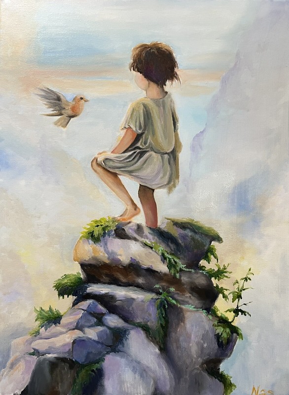 Original painting oil, 18×24 inches, Angel Christian Artwork, Christian Gift