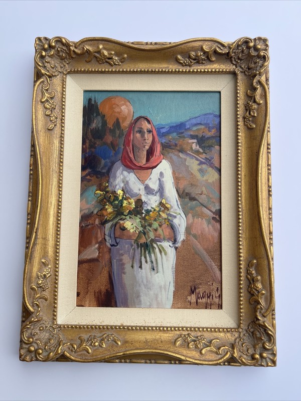 Gianpietro Maggi Painting Portrait Woman Italy Italian Landscape Listed Famous
