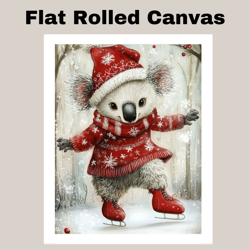 Christmas Koala Bear Ice Skating Decor Flat Rolled, Framed Or Wrapped Canvas gallery