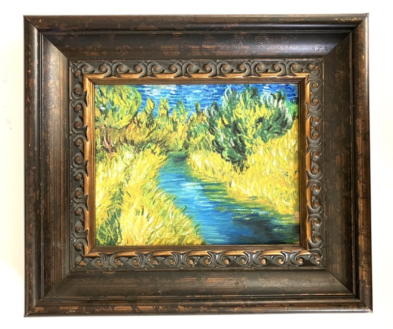 Original Classical Impressionist Van Gogh Style ‘Stream’ 8×10 framed