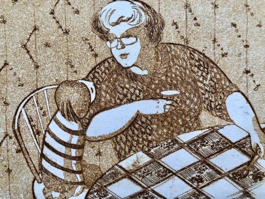 2000 VTG ORIGINAL Tiny ETCHING Graphic art print Hand pulled Monotype Nursery VG gallery