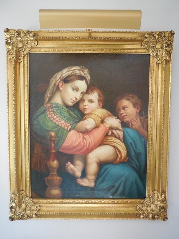 MADONNA DELLA SEGGIOLA-After Rafael-Framed Oil on Canvas