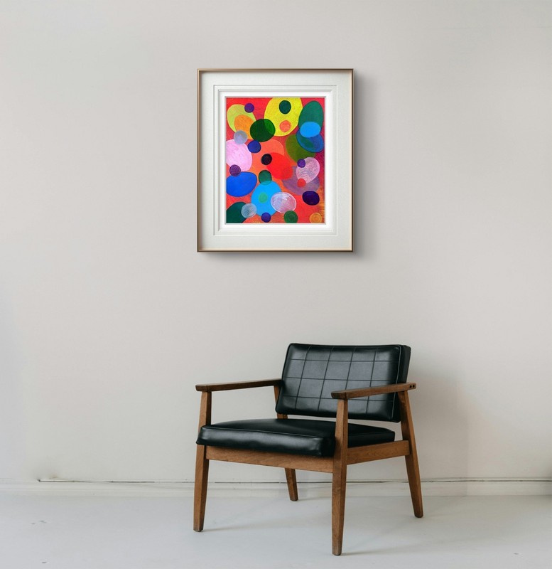 Mid Century Modern Abstract Acrylic Painting Colorful Art Original 11x14 gallery