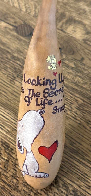 Snoopy Woodstock handpainted Gourd. Keep looking up that’s the secret of life.