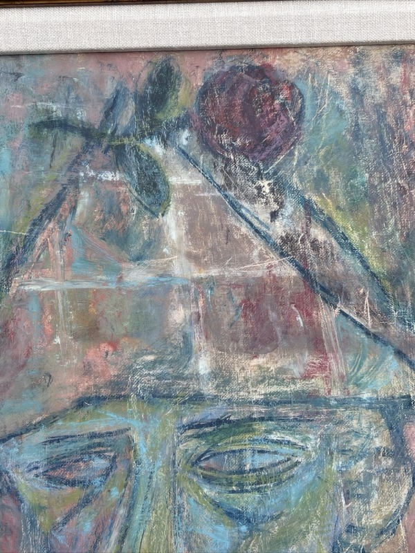 MID CENTURY PAINTING JESTER CLOWN LISTED SAMUEL CLAYBERGER MODERNISM 1950'S OIL gallery