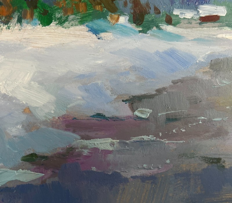 Oil Painting River Under A Blanket Of Snow Y. Suprunchuk Original nAAA4453 gallery