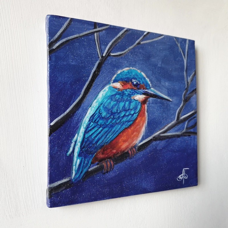 Colorful Kingfisher Bird Wall Art Wildlife Nature Canvas Painting Ukraine Artist gallery