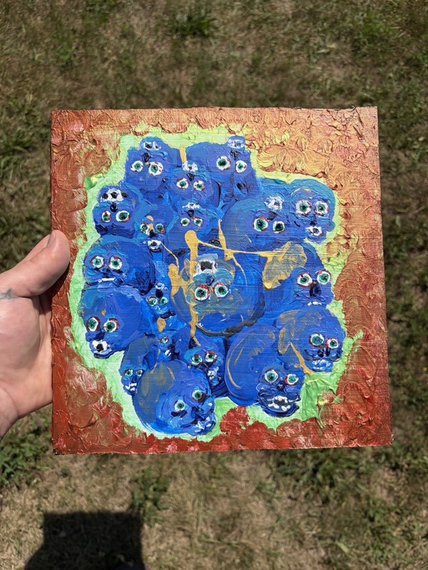 Painting On Wood- American Folk Art Skulls Surrealist Horror Gothic Abstract