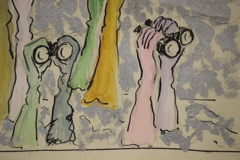 Lanvin Paris c1950s Gouache Opera Glasses by Alexander Warren Montel (1921-2002) gallery