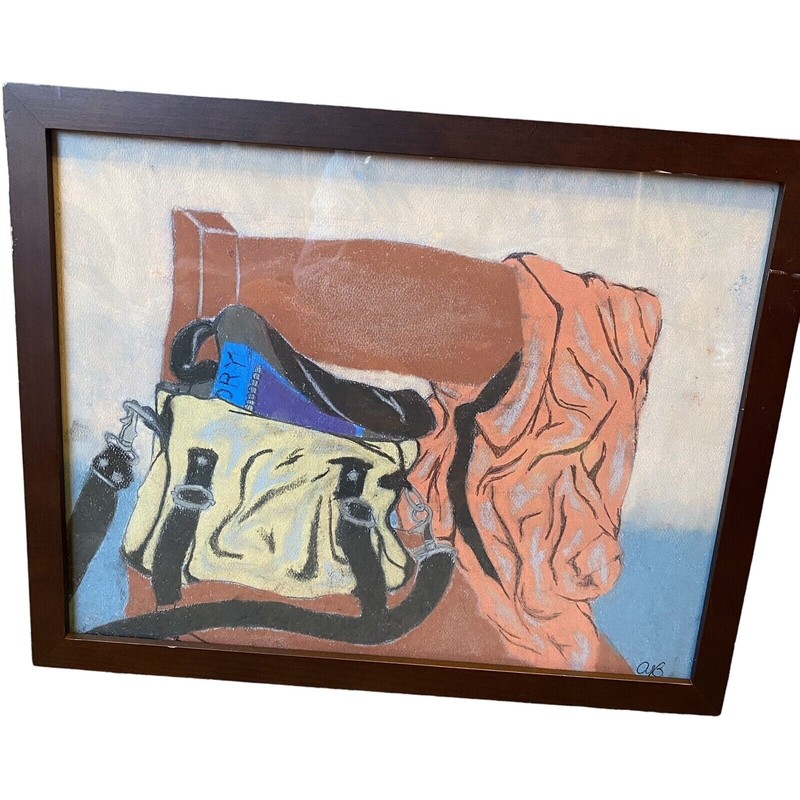 Original Art Acrylic Abstract Painting By AB 12.5”x 15” Contemporary Chair Purse
