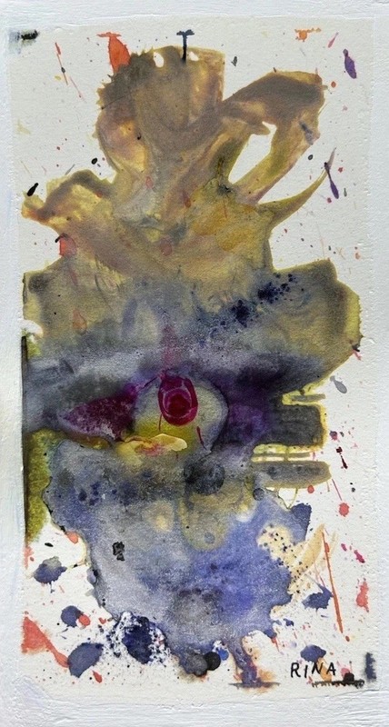Dreamscape 18, Small Original Watercolor Painting 7”x4” by Miss Rina Studio MRAO