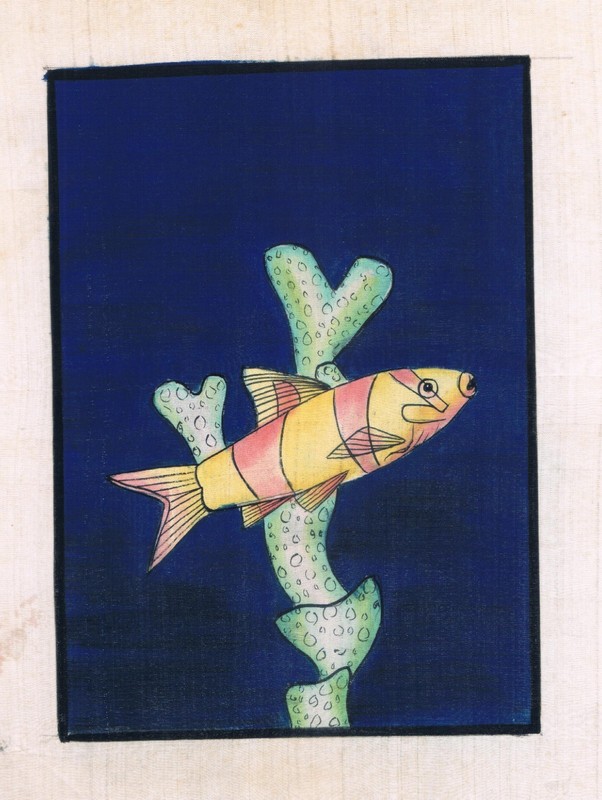 Handmade Painting Of A Colorful Fish on Silk Cloth 7x9Inches gallery