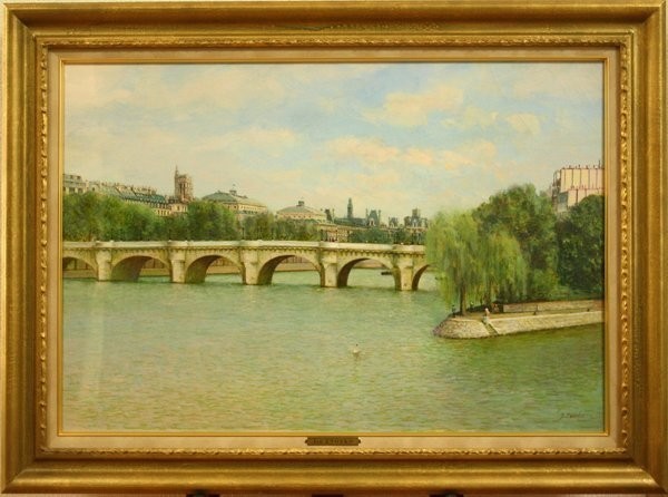 Jan Znosko (Poland) Original Oil Painting «Ile de la Cité, Paris» F20 Signed
