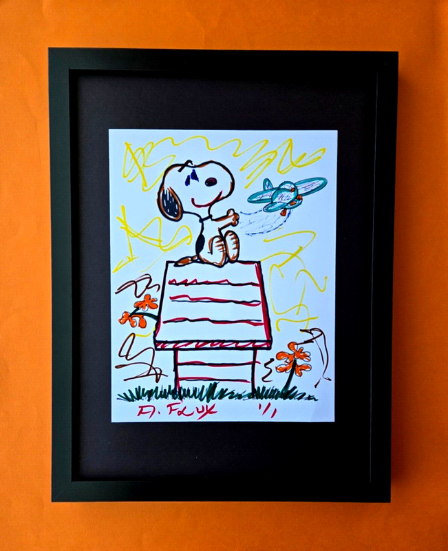 AIDAN FLUX | Hand Signed Authentic Artwork Framed «SNOOPY» Edition of only 1 COA
