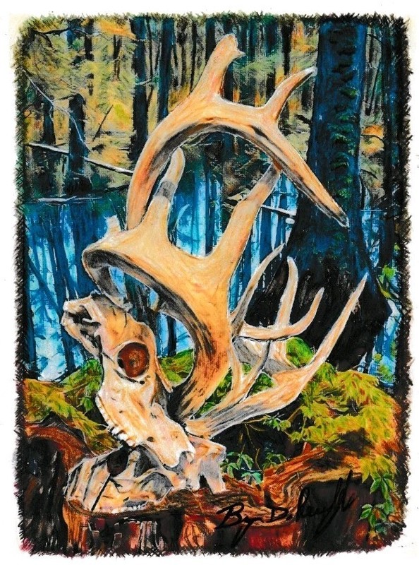 Dark Mountain Arts – Deer Antlers Hunting – Original Artwork – Signed Print