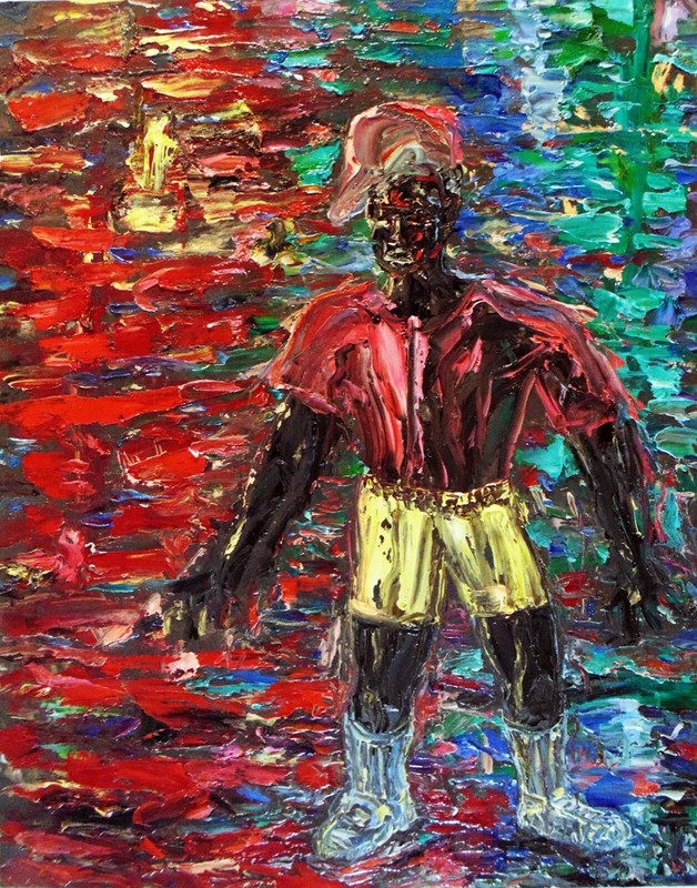 B-BOY Original OIL Painting Arthur Robins New York Cityscape Black Youth 1980’s