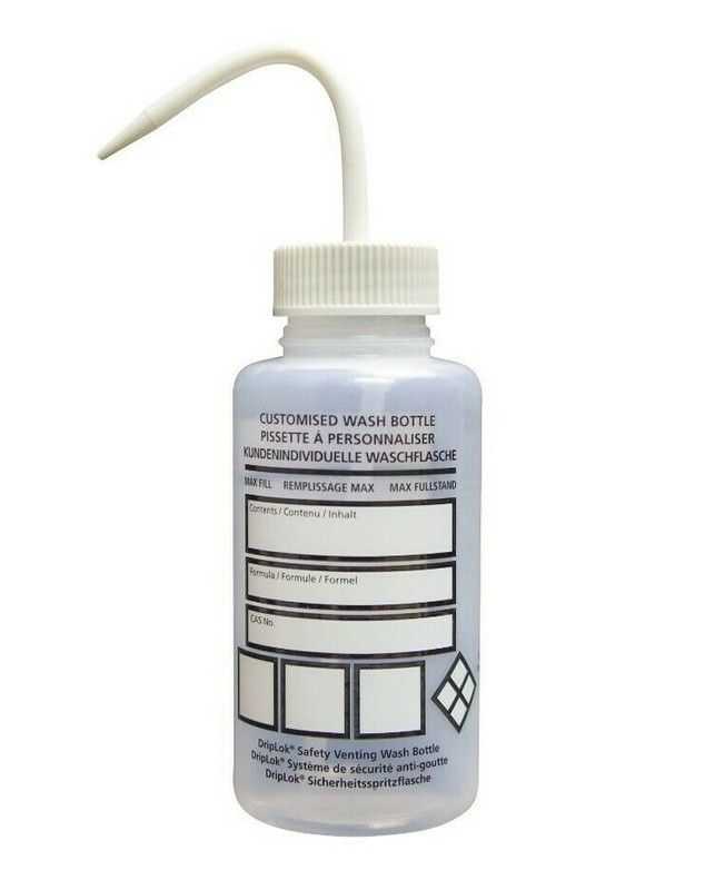 GHS Customizable Labels LDPE Wash Bottles DIY White 500mL 1, 2, 3, & 5 Packs