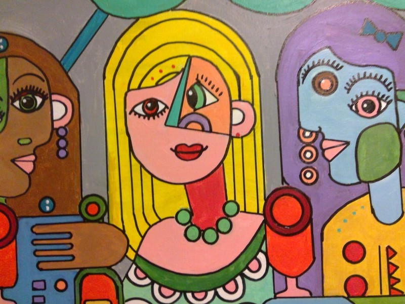 Picasso Style Cubism Pop Art Original Painting 18x24 Stretched Canvas Wall Art gallery