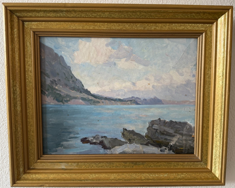 Vintage Original 1957 Signed Oil Painting Coastal Landscape Listed Artist Art