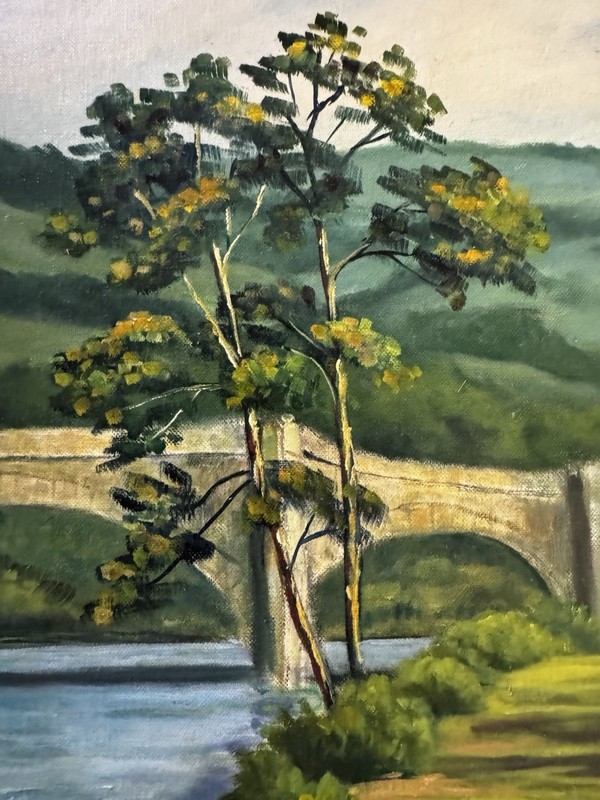 BARTON Oil Painting Vintage Aberfeldy River Tay General Wade's Bridge Scotland gallery