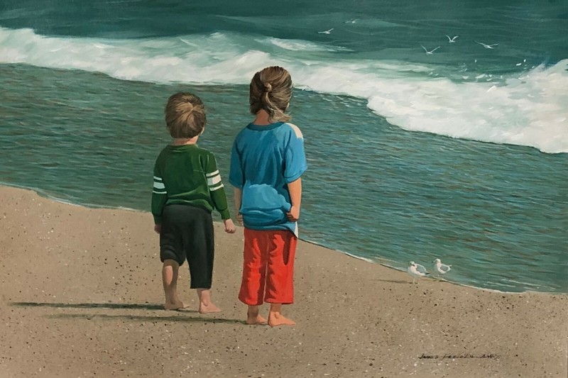James Feriola «Summer Tranquilty» HAND SIGNED ORIGINAL OIL FRAMED ART Beach