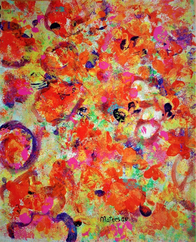 ORIGINAL PAINTING ABSTRACT FLOWERS MODERN HOME DECOR FLORAL WALL ART 14″ #A190