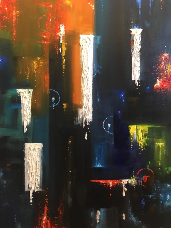 BIG ORIGINAL HAND PAINTED ABSTRACT ART PAINTING ON CANVAS 30x40 INCHES. gallery