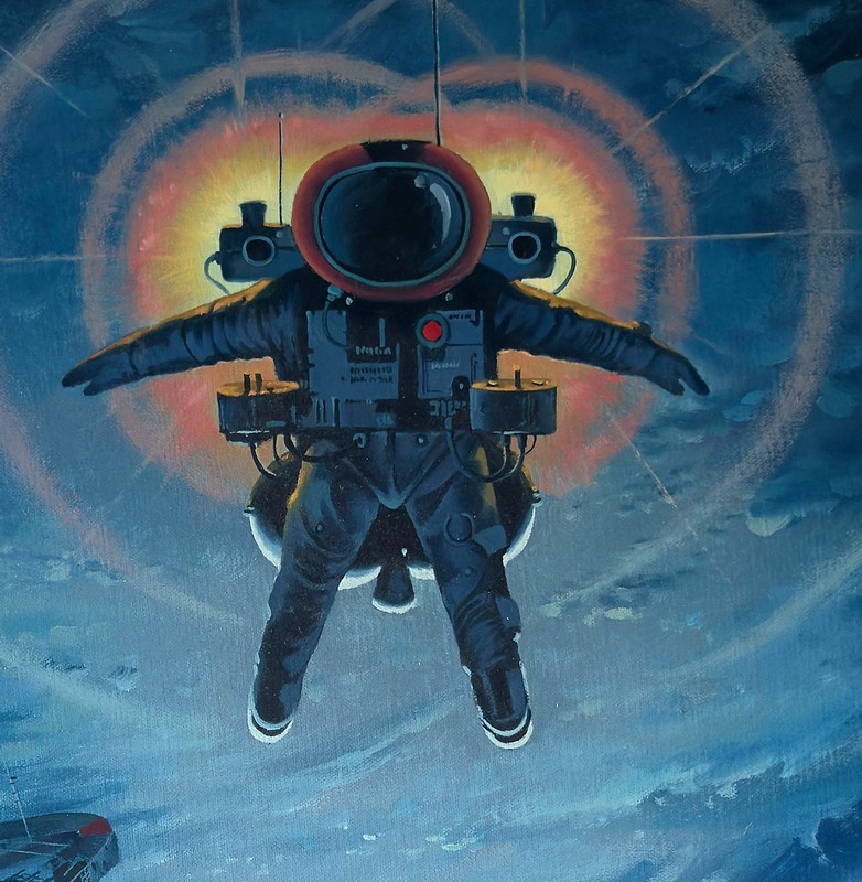 Apollo Inspired Astronaut in Space Sci-Fi Art - 20x24 inch oil on canvas gallery