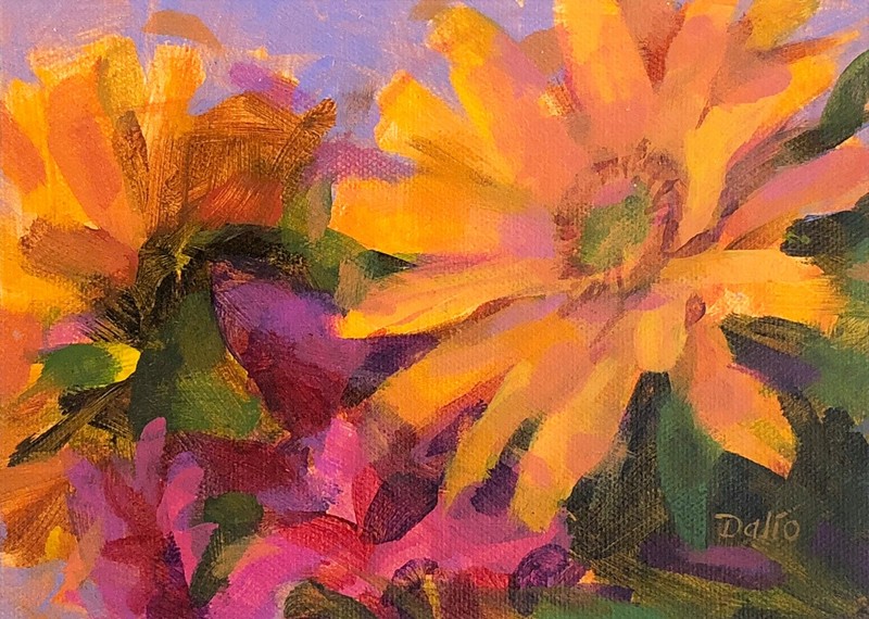 Carl Dalio ORIGINAL Fine Art Oil Painting – 5″x7″ Fresh Flowers Floral Garden