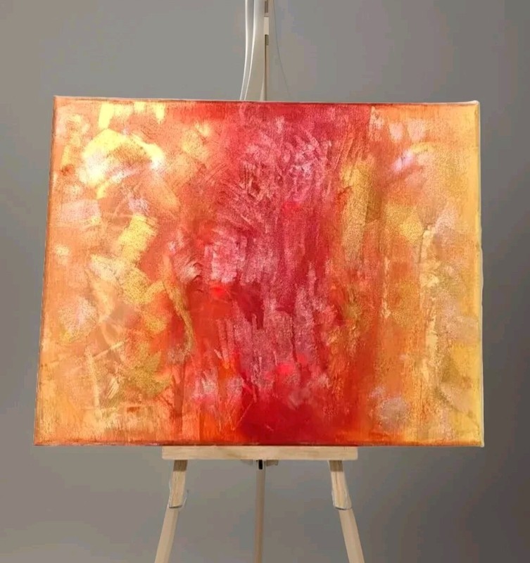 Orig Modern Metal/irid See Vid Scenic Abstract Acrylic Painting Canvas 16×20