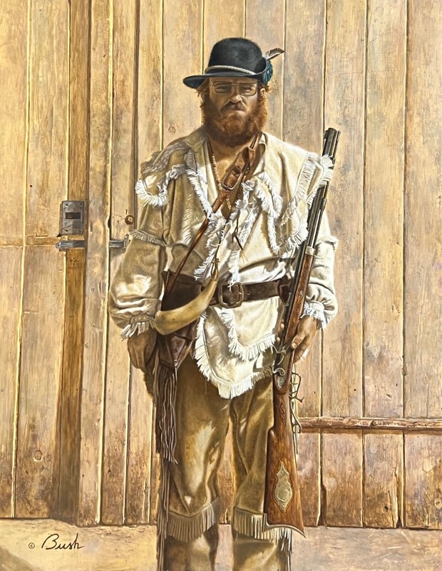 George A. Bush , 1988 Original oil painting, Civil War era Mountain Man