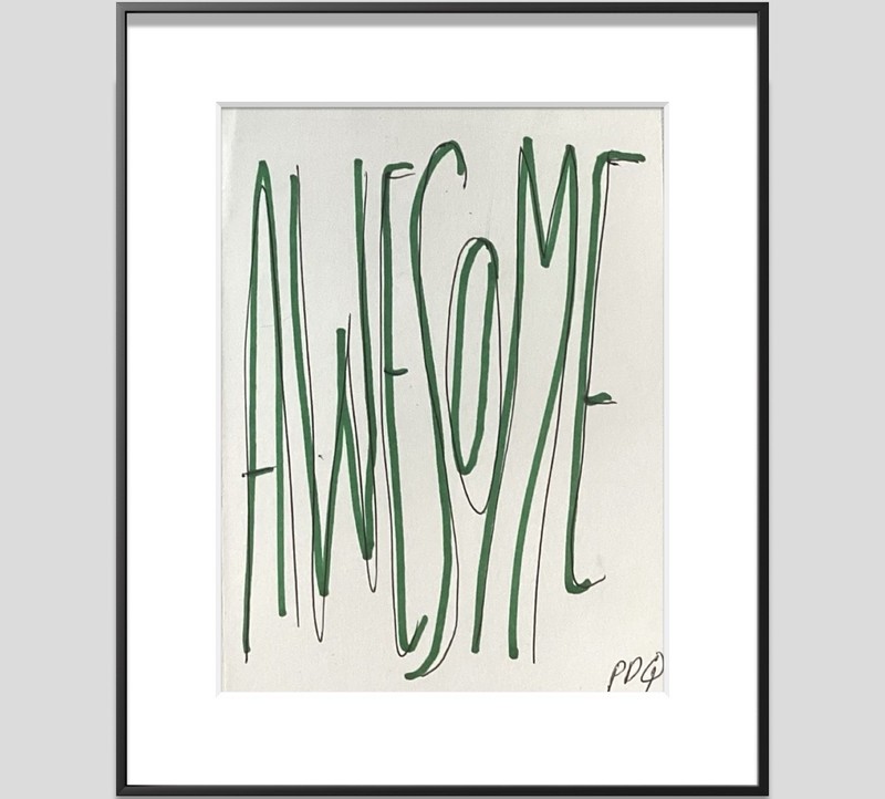 PDQ Artist Original Drawing Letters Words Art Abstract Realistic Ink 4×6 Drawing
