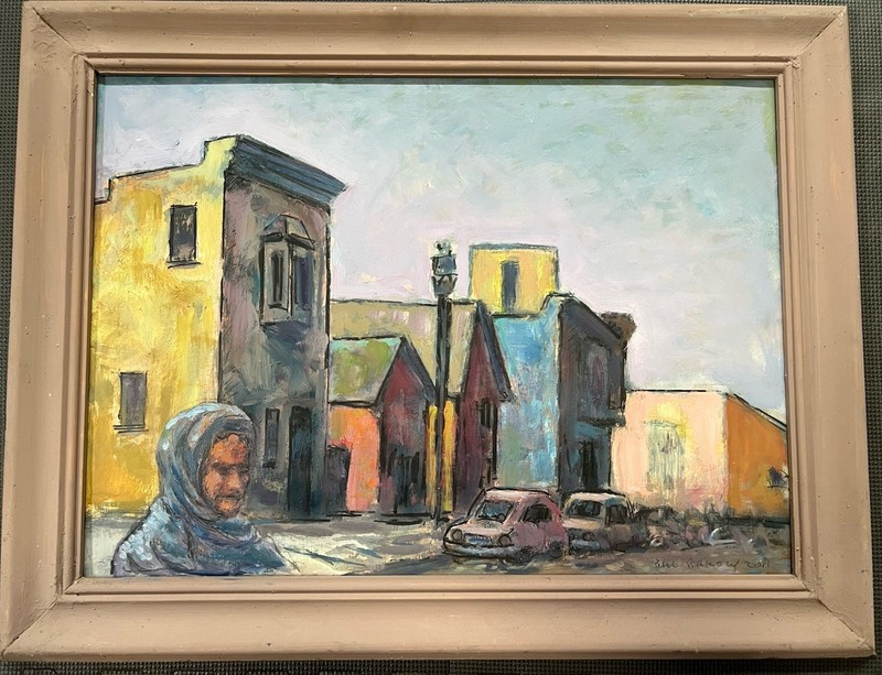 Vintage Painting “The Street Where The Girls & Guys Are” by Bill Rakocy