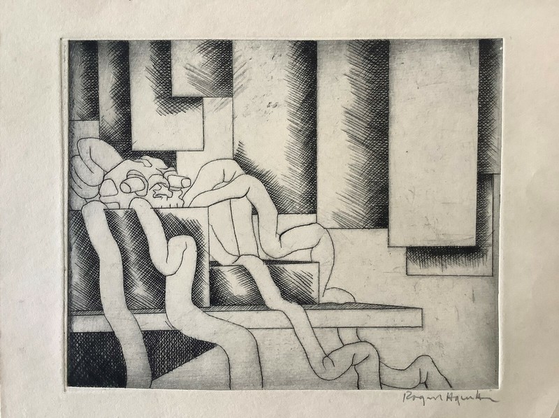 Roger Aguilar. Chalcography. Untitled, ca 1980.Light cardboard. Signed. gallery