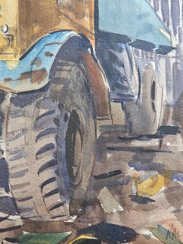 Ralph Hartley Watercolour c1970s A Workshop at the N P Timber Mills Kettering gallery