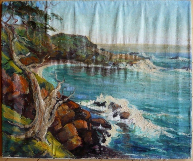MARY MAISON, LISTED, POINT LOBOS COAST CALIFORNIA COASTAL PLEIN AIR SEASCAPE OIL
