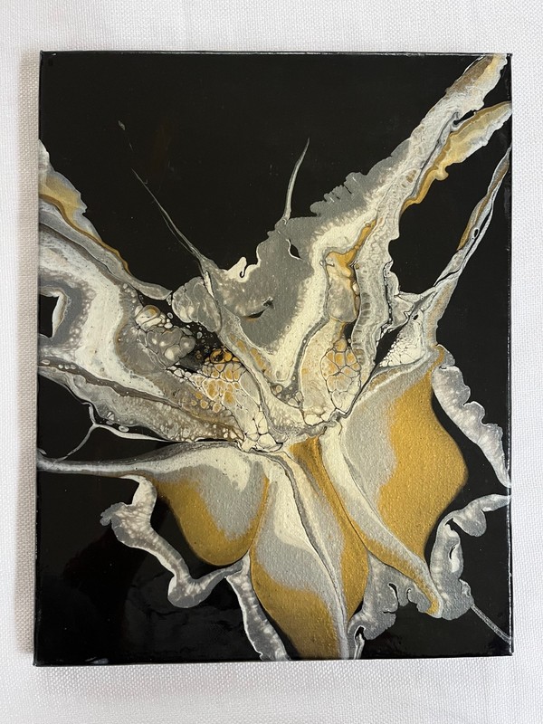 Original Sachs fluid acrylic abstract painting Iron Butterfly signed coated