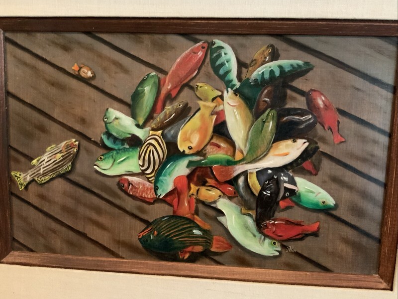 ORIGINAL OIL ON BOARD PAINTING BY WILLIAM H SCOTT- TROPICAL FISH