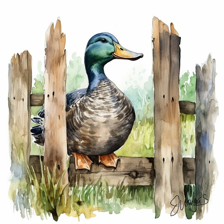 Watercolor Mallard Duck Painting Art Print 8×11 inch