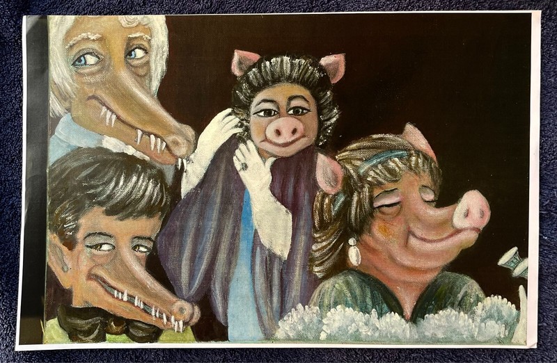 "ELIZABETH TAYLOR as a PIG" L.A. Outsider Artist LEMOINE REDMOND Photocopy PRINT gallery