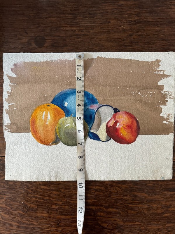 Vintage 1930s Fruit Still Life Study Watercolor on Laid Paper Food Kitchen gallery