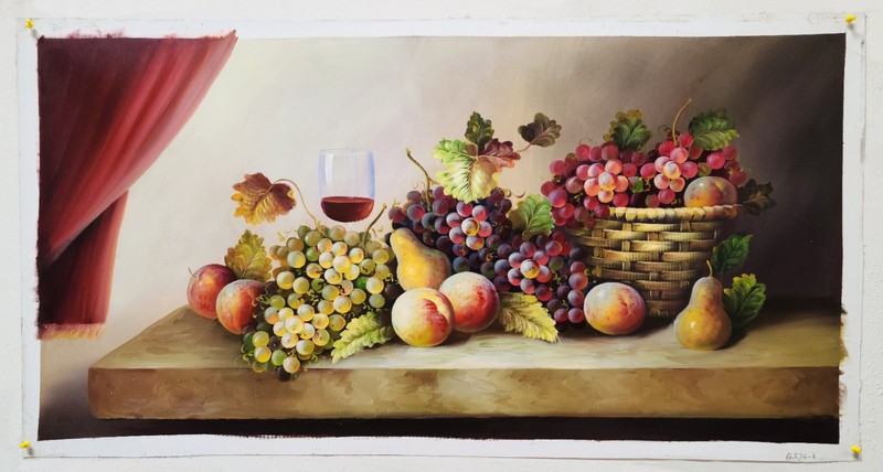 Fruit Still Life - #B5JS-6, 24"x48" 100% Hand Painted Oil Painting on Canvas gallery