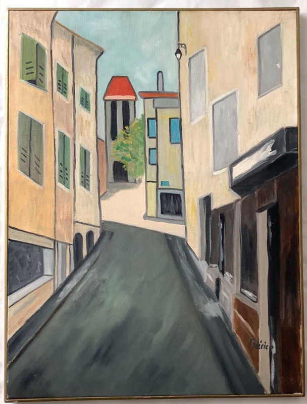 PERICO SIGNED – French Oil Canvas Painting – Village Street