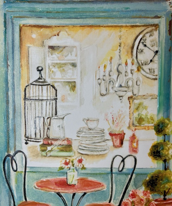 Kathryn White Whimsical Italian Embellished Giclee Painting “Antique” 20”x16” gallery