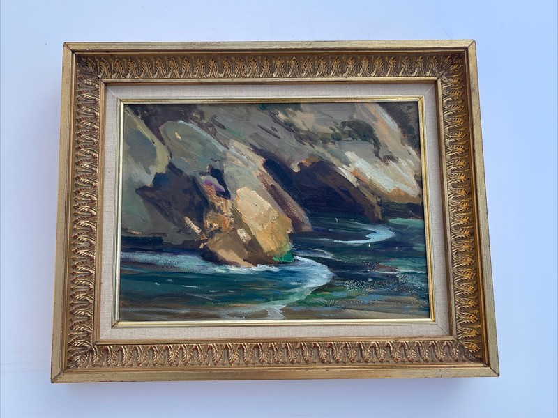 FREDERICK BECKER ANTIQUE LANDSCAPE PAINTING AMERICAN PLEIN AIR COASTAL BEACH