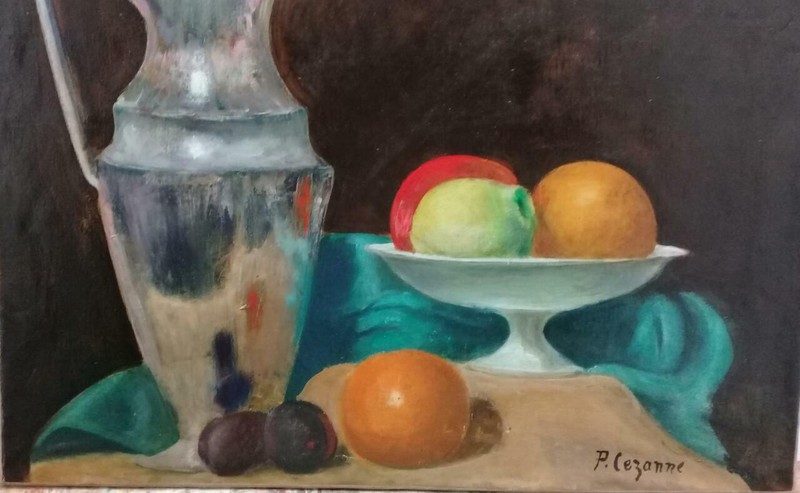 FINE Style of Paul Cézanne - Antique Composition Oil Canvas / Signed gallery