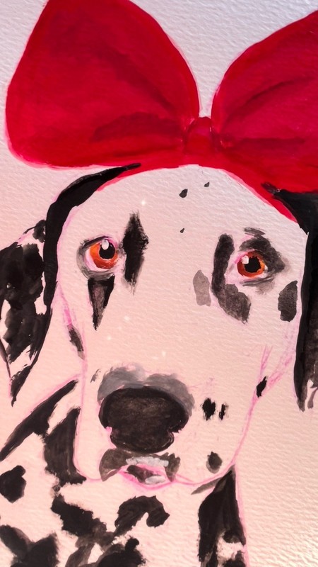 Spotted in Style — Original 8x10 Vibrant Gouache Dalmatian Painting gallery